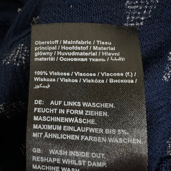 Ulla Popken Womens Tunic 20/22 Navy Blue White Print V-Neck 3/4 Sleeve Viscose - Picture 7 of 7